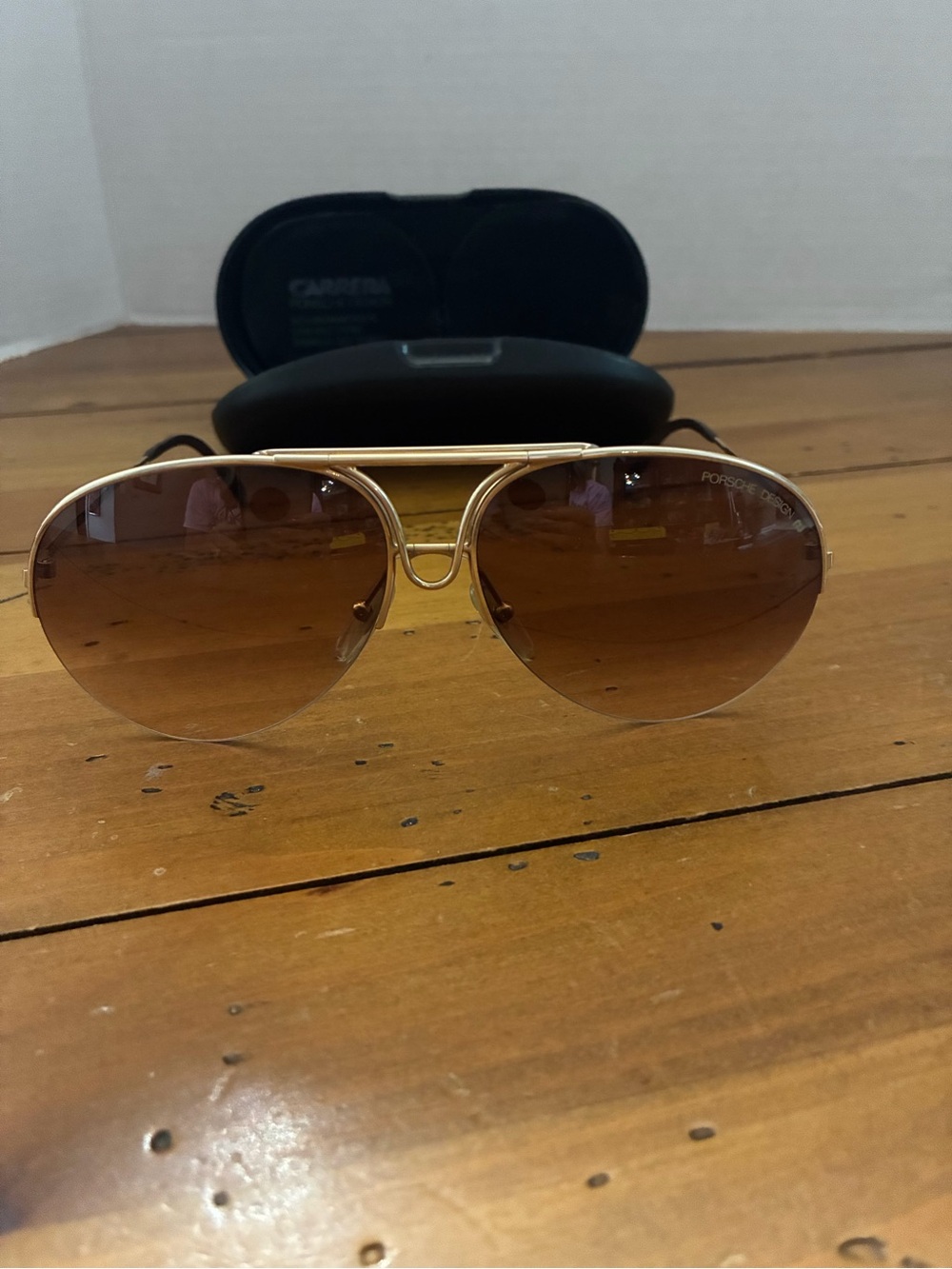 Carrera Porsche Design Gold Aviator Sunglasses - Brown Lenses